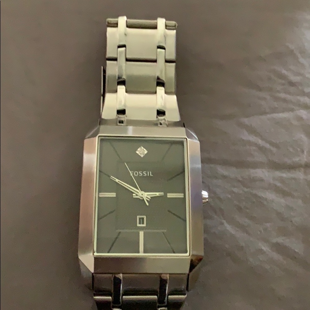 Fossil Dress Diamond Date Gunmetal Dial Watch